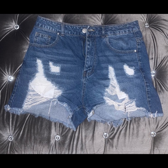 Denim Distressed Shorts - Picture 1 of 2